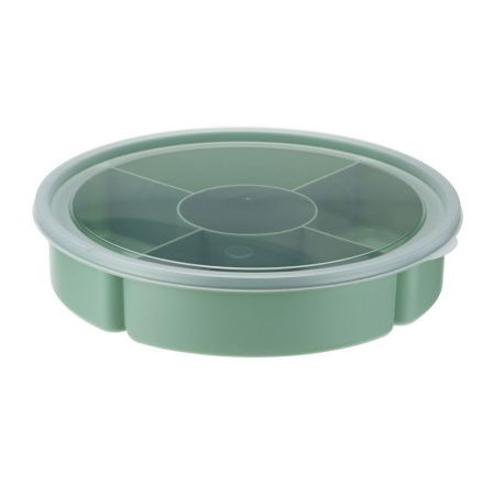 Менажница с крышкой 5 секций 4*400мл+220мл пластик Фисташковый (10)