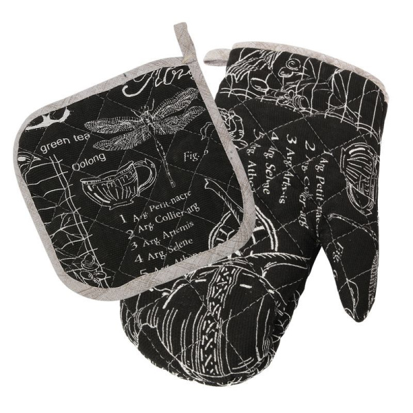 Кухонный набор 2пр (прихватка, рукавица) рогожка ВЕРСАЛЬ ЧЕРНЫЙ LeSonnet арт. 3