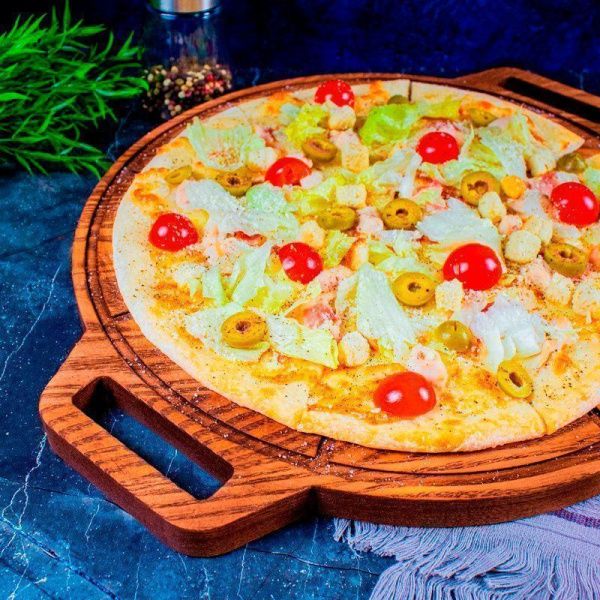 Доска для пиццы 35*2см дуб круглая с ручками подар.уп. TIMBERRY (1)