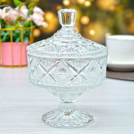 Сахарница 17,5*12,5см стекло с крышкой на ножке (24)