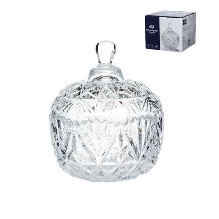 Сахарница 280мл 10*6см стекло бочонок резная A-0015 (48)