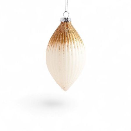 Игрушка новогодняя на елку СОСУЛЬКА 14*8см стекло ваниль (48) JC-17156