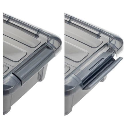 Ящик для хранения 2,8л 200*300*80мм пластик КИП с замками черный прозрачный (10)