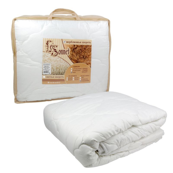 Одеяло евро Верблюжья шерсть п/э 200*220 (пл.300)  (5)