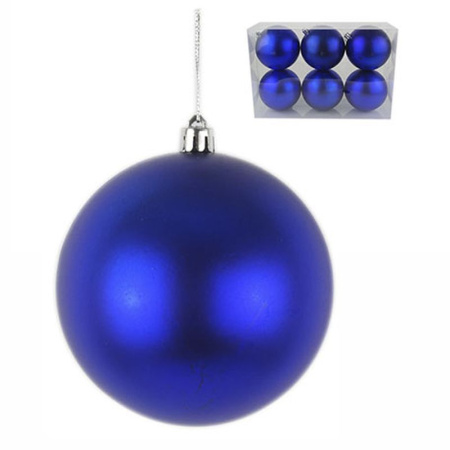 Игрушки новогодние на елку ШАР набор 6шт 8см пластик матовый (синий) (64)