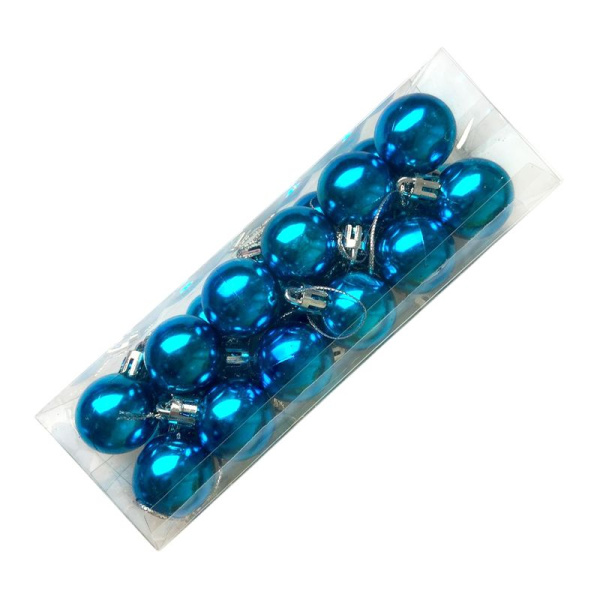 Игрушки новогодние на елку ШАР набор 24шт 3см пластик глянцевый бирюзовый (120)