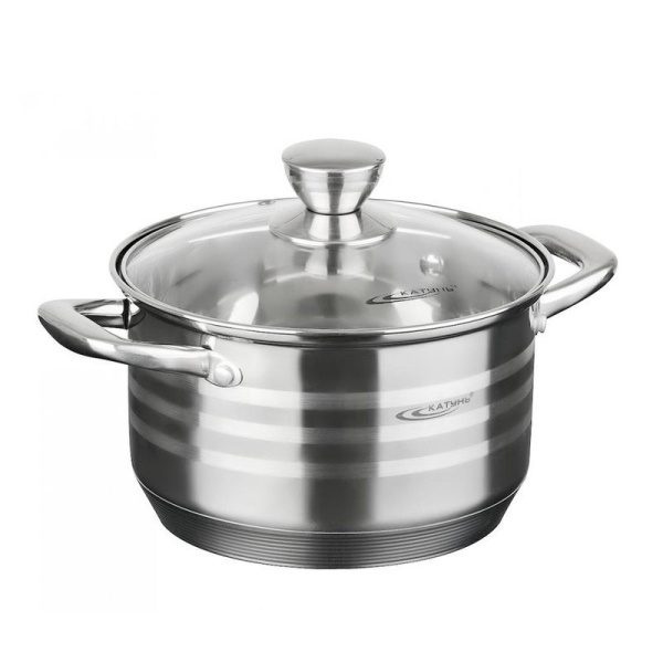 Кастрюля 3,5л h12,5см нерж.сталь ЭЛИС стекл.крышка d20см индукция KT16-d-20 (4)