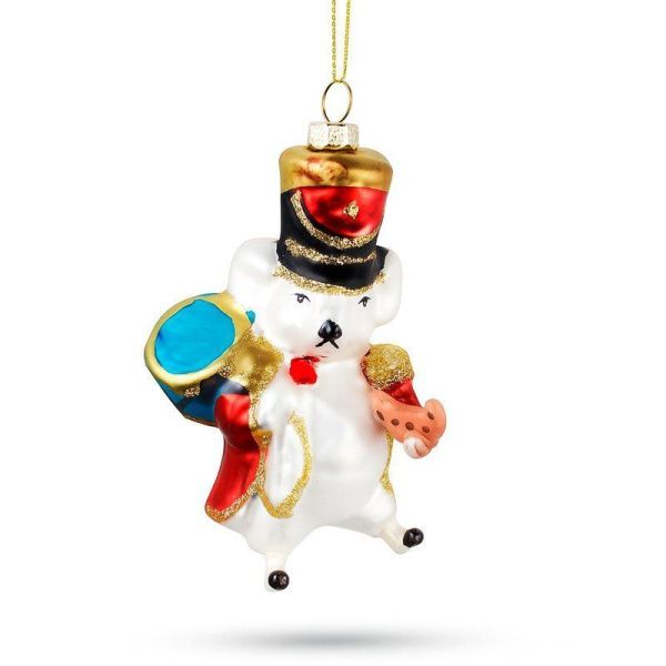 Игрушка новогодняя на елку МЫШОНОК 12*6,5*5,5см стекло (72) JC-17173