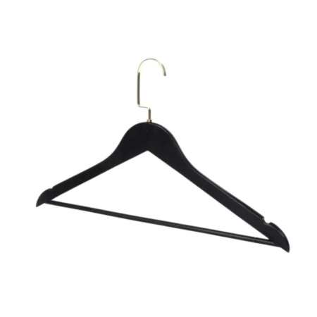 Вешалка-плечики дерево 45см черная, цвет крючка золото 302 (120)