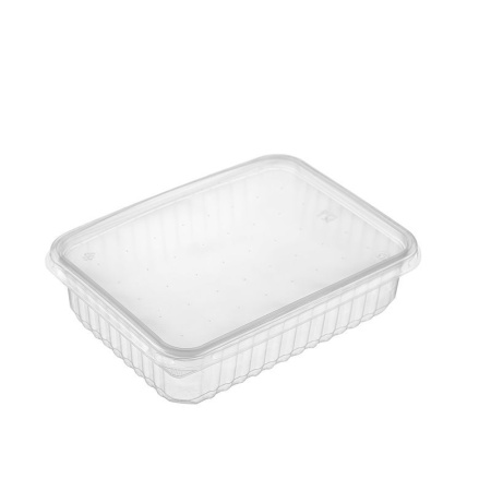 Контейнер одноразовый 750мл полистирол прямоугольный прозрачный с крышкой 179*132*48 (450)