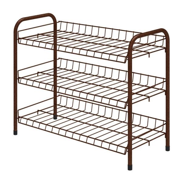 Полка для обуви 3 секции 660*280*520мм металл медный антик ЭТ5 (1)