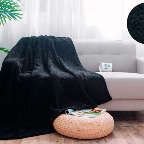 Плед 200*240 велсофт однотонный с тиснением зиг-заг 300 гр, рис. 019-RPM, Sonnet