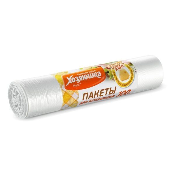 Пакеты для бутербродов 100шт 17*28см в рулоне ХОЗЯЮШКА Мила (100)