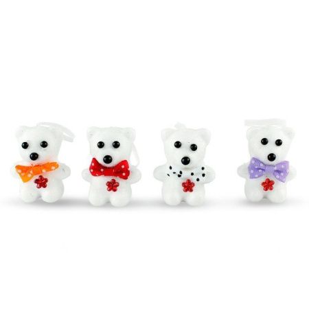 Игрушки новогодние на елку МИШКА набор 4шт 5*3см пенопласт OSJX24052/JC-16396 (480)