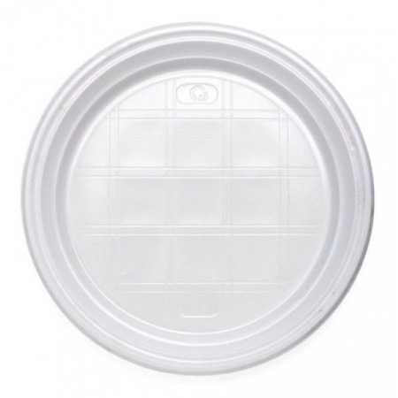 Тарелка одноразовая 16,5см полистирол белая ПОС08279 (20/100/1600/2400) 230-0725