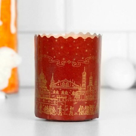 Форма для кулича 70*85мм 150мл бумажная ХРАМ Золото (2400)