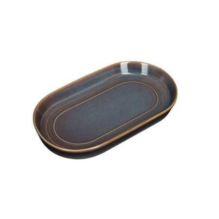 Блюдо 24*14cм фарфор TERRA овальное сине-коричневый [11011] (6)