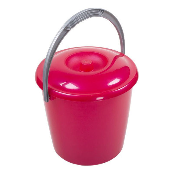 Ведро 5л пластик СОЛО красное перламутровое с крышкой С631ККРА (15)