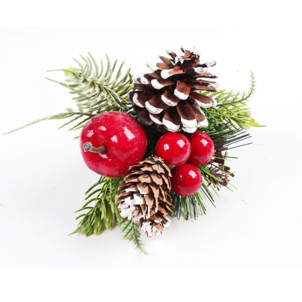 Украшение новогоднее Ветка 20*13см СОСНА с шишками и ягодами TVR220004/JC-16431 (288)