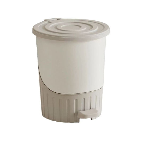 Контейнер для мусора 14л 280*325мм пластик ДУНЯ св.серый-белый с педалью (6)