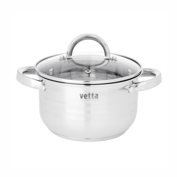 Кастрюля 2,9л нерж.сталь ФУЛТОН со стекл.крышкой 20см индукция (8)