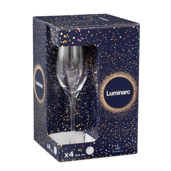 Бокалы для шампанского набор 4шт 160мл стекло СЕРЕБРЯНАЯ ДЫМКА (6)