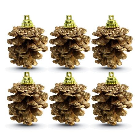 Игрушки новогодние на елку ШИШКИ набор 6шт 4см золото А-222/JC-14573 (288)