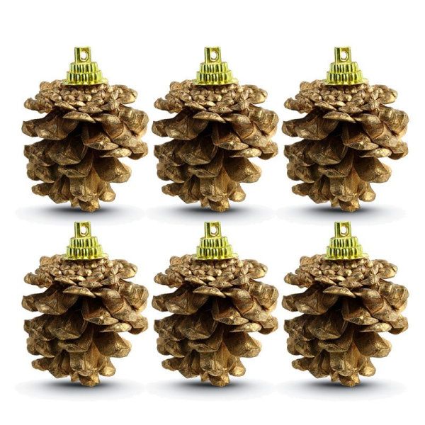 Игрушки новогодние на елку ШИШКИ набор 6шт 4см золото А-222/JC-14573 (288)