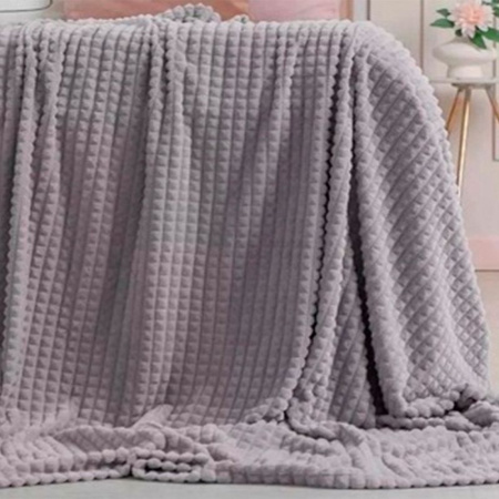 Плед 200*220 велсофт однотонный соты LeSonnet, рис. 003 светло-серый (пл.200)