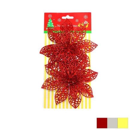 Украшение новогоднее Цветок набор 2шт. d14см 3 вида SK-3039/JC-14579 (300)