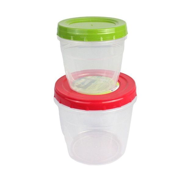 Контейнер пищевой набор 2шт пластик (0,5л+1,0л с завинчивающейся крышкой 125*125*115мм)  (30)