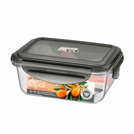 Контейнер пищевой СВЧ 450мл 140*110*66мм пластик OPAL герметичный черный (12)