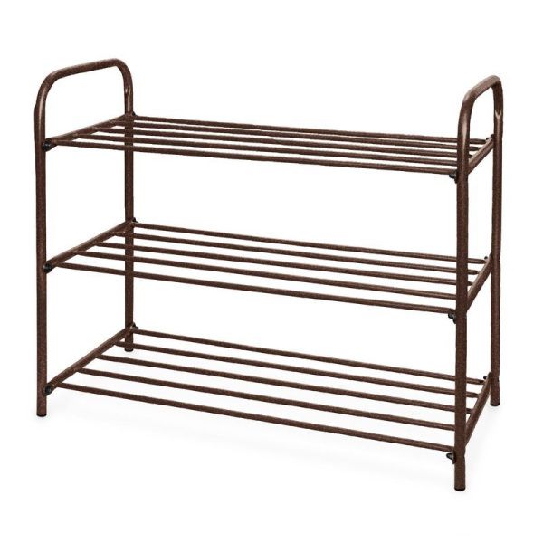 Полка для обуви 3 секции 590*330*800мм металл КОМФОРТ узкая медный антик ЭТК3 (1)