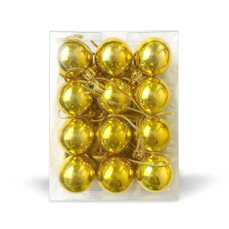 Игрушки новогодние на елку ШАР набор 24шт 3см пластик глянцевый золото (120)