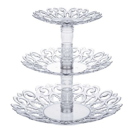 Этажерка сервировочная 3 яруса 26,5*24,5см пластик МЕЛОДИЯ прозрачная (15)