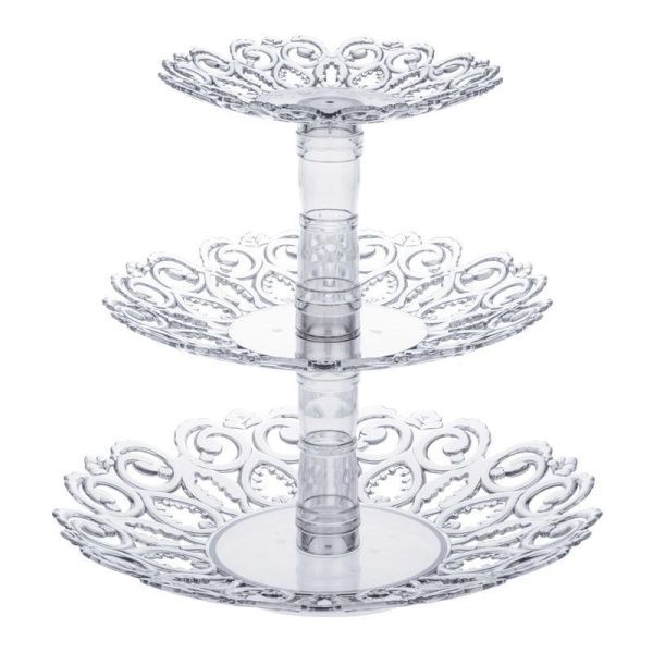 Этажерка сервировочная 3 яруса 26,5*24,5см пластик МЕЛОДИЯ прозрачная (15)