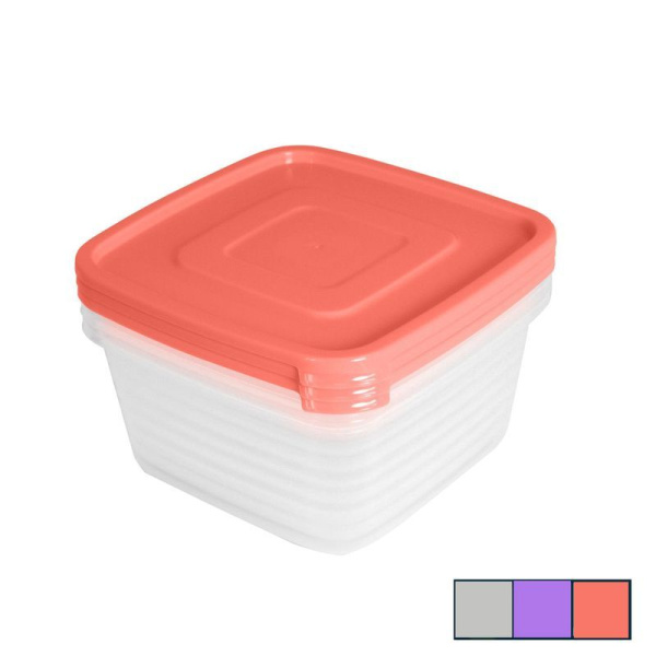 Контейнер пищевой набор 3шт 450мл пластик УНИКО квадратный С215 (22)
