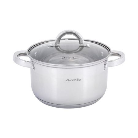 Кастрюля 6,5л нерж.сталь со стекл.крышкой 24см 5-ти сл.дно арт.5616S (8)