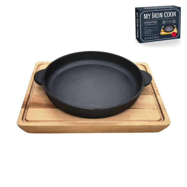 Сковорода 18см чугун с 2 ручками на подставке TM MY REAL IRON COOK MC2180W (1)