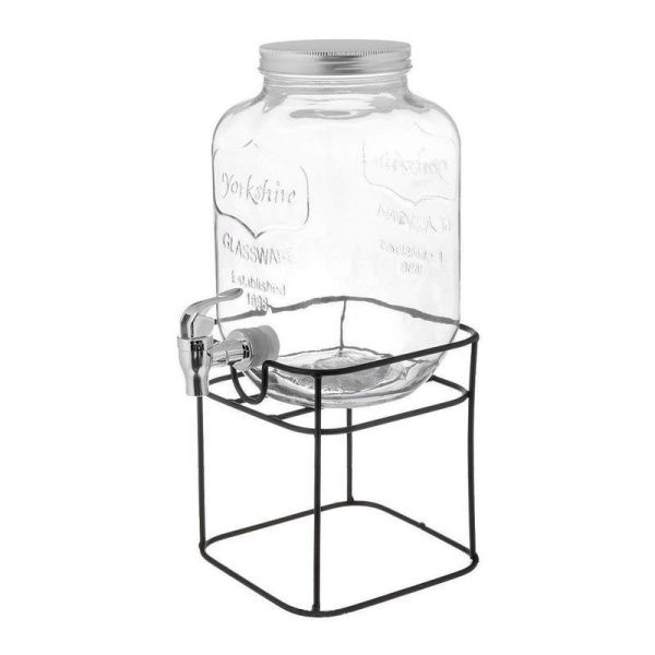Банка для лимонада 4л стекло на мет.подставке 2000-4000 (8)