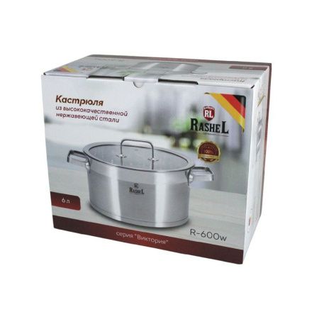 Кастрюля 6л нерж.сталь ВИКТОРИЯ со стекл.крышкой 24*14см R-600w (4)