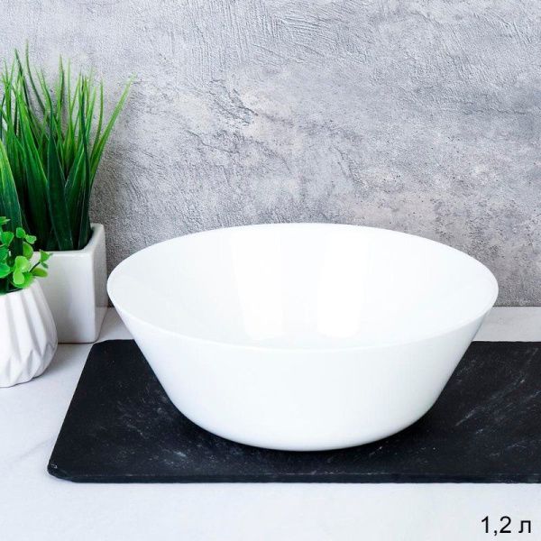 Салатник 1200мл 19см стеклокерамика белый EVR75 белый (6/48)