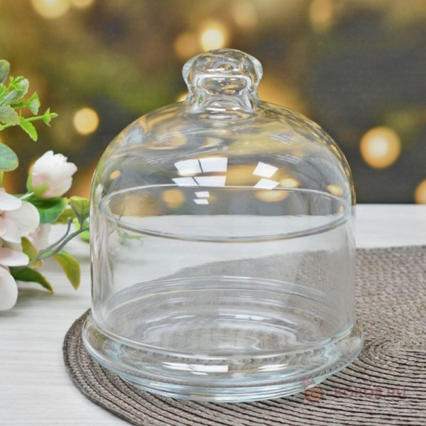 Емкость 134мм 500мл стекло БЕЙСИК с крышкой-куполом (12)