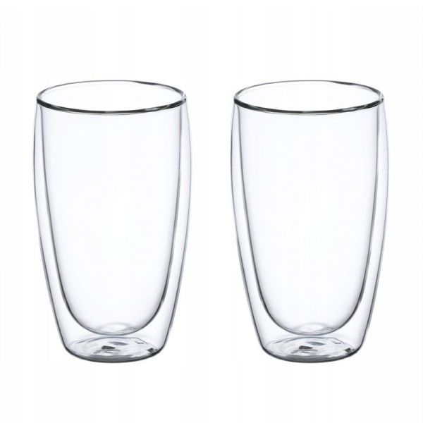 Стаканы с двойными стенками набор 2шт 450мл стекло (24)