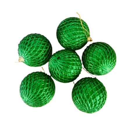 Игрушки новогодние на елку ШАР набор 6шт 7см сетка зеленый JC-16663 (90)