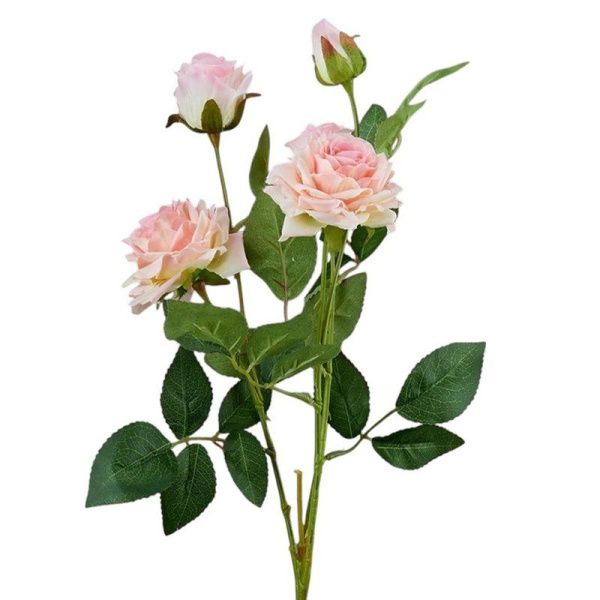 Цветы искусственные Роза кустовая светло-розовая 80*25см