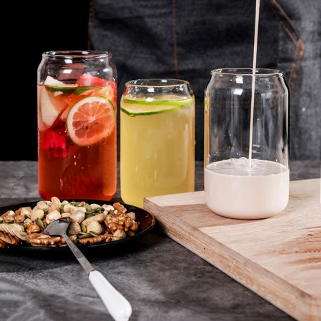 Стакан 330мл 6,2*12,4см стекло в форме жестяной банки JC-15607 (200)