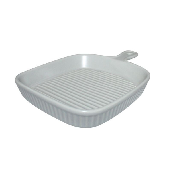 Форма для запекания фарфор 22,5*15,3*3,2см прямоугольная с ручкой серый KP002-9/JC-14522 (48)