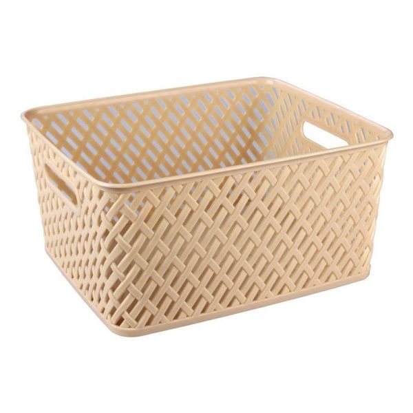 Корзина для белья 350*290*175мм пластик ПЛЕТЕНКА бежевая (9/10)