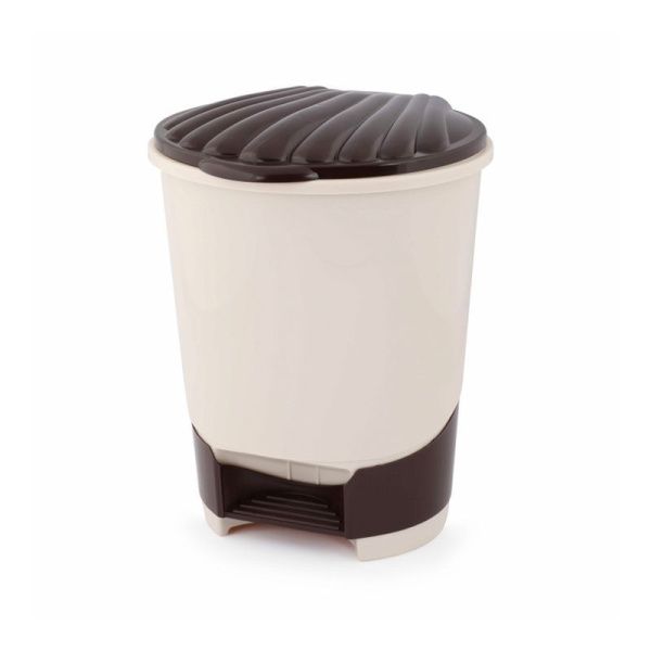 Контейнер для мусора 10л 272*266*337мм пластик слоновая кость с педалью (2)